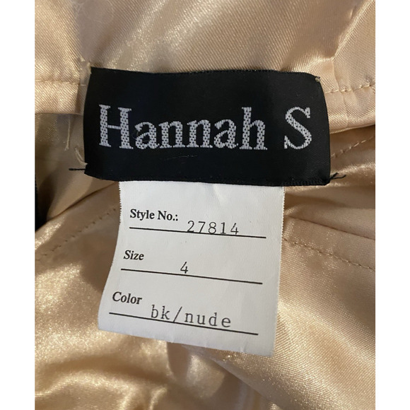 Hannah S Formal Dark Mini Dress Size 4 Sequin Black/Nude Lace Cocktail Party - Picture 5 of 10